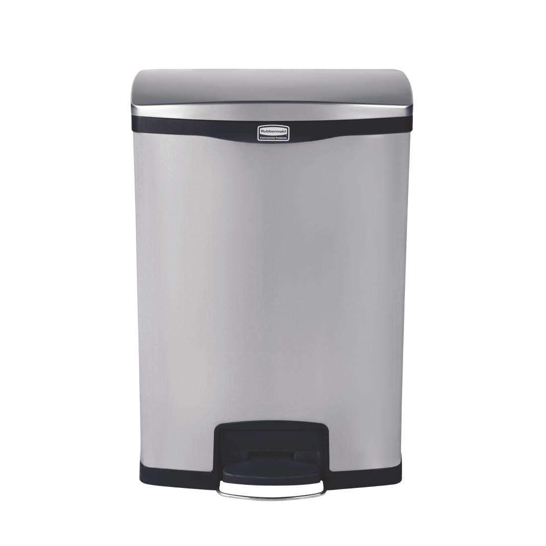 GE939 Rubbermaid Slim Jim Front Step on Pedal Bin Stainless Steel 90Ltr JD Catering Equipment Solutions Ltd
