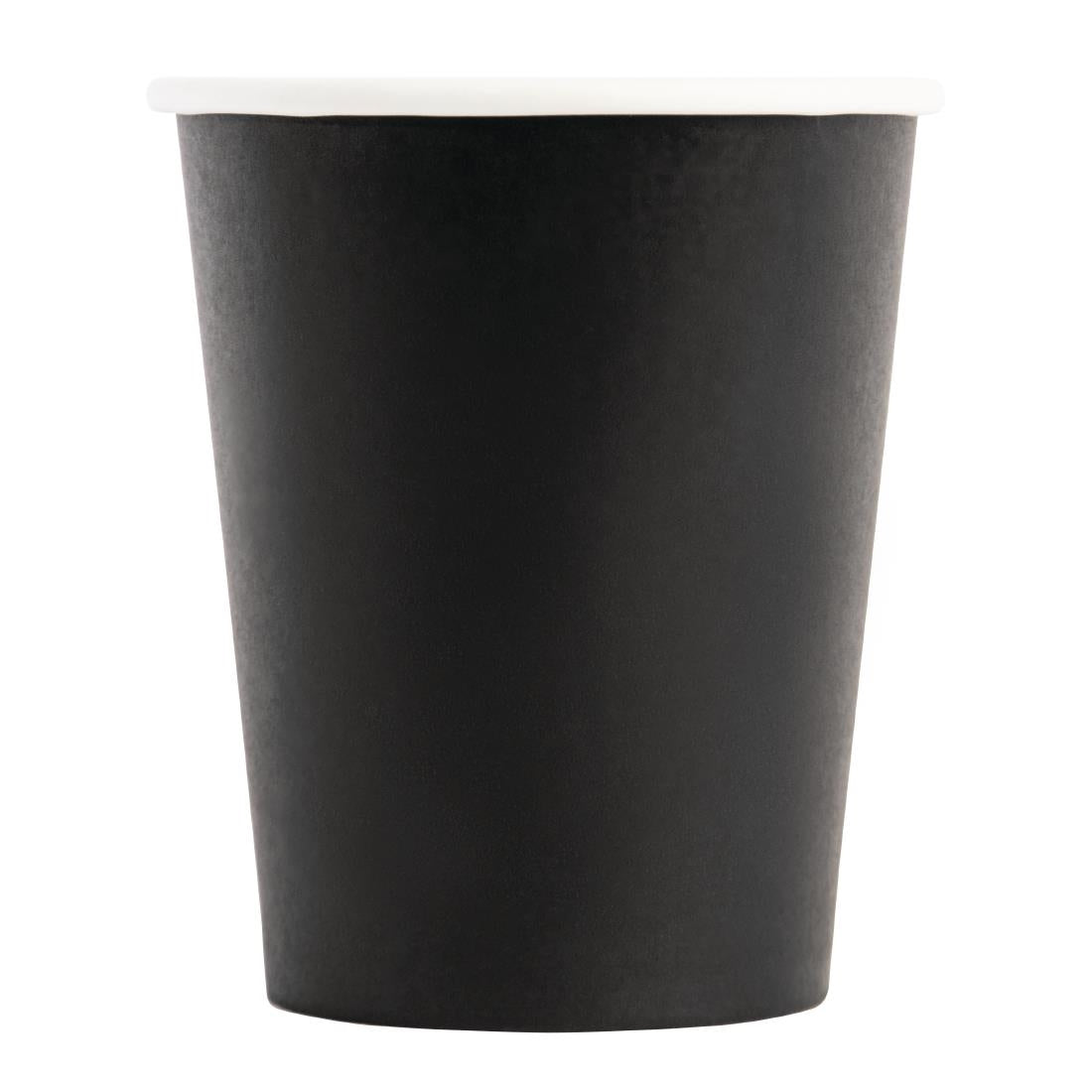 GF041 Fiesta Recyclable Coffee Cups Single Wall Black 225ml / 8oz (Pack of 50) JD Catering Equipment Solutions Ltd