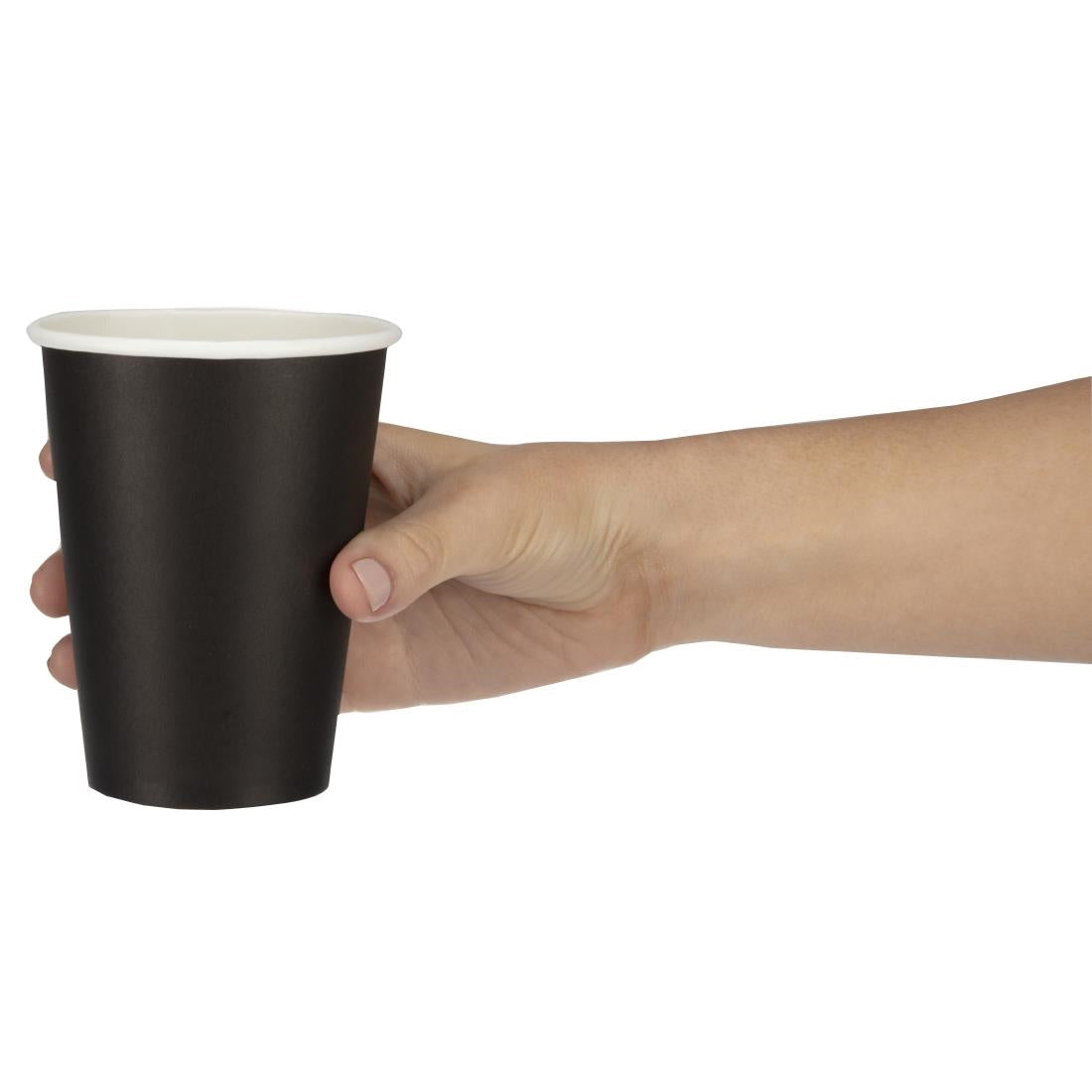 GF043 Fiesta Recyclable Coffee Cups Single Wall Black 340ml / 12oz (Pack of 50) JD Catering Equipment Solutions Ltd