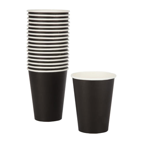 GF043 Fiesta Recyclable Coffee Cups Single Wall Black 340ml / 12oz (Pack of 50) JD Catering Equipment Solutions Ltd