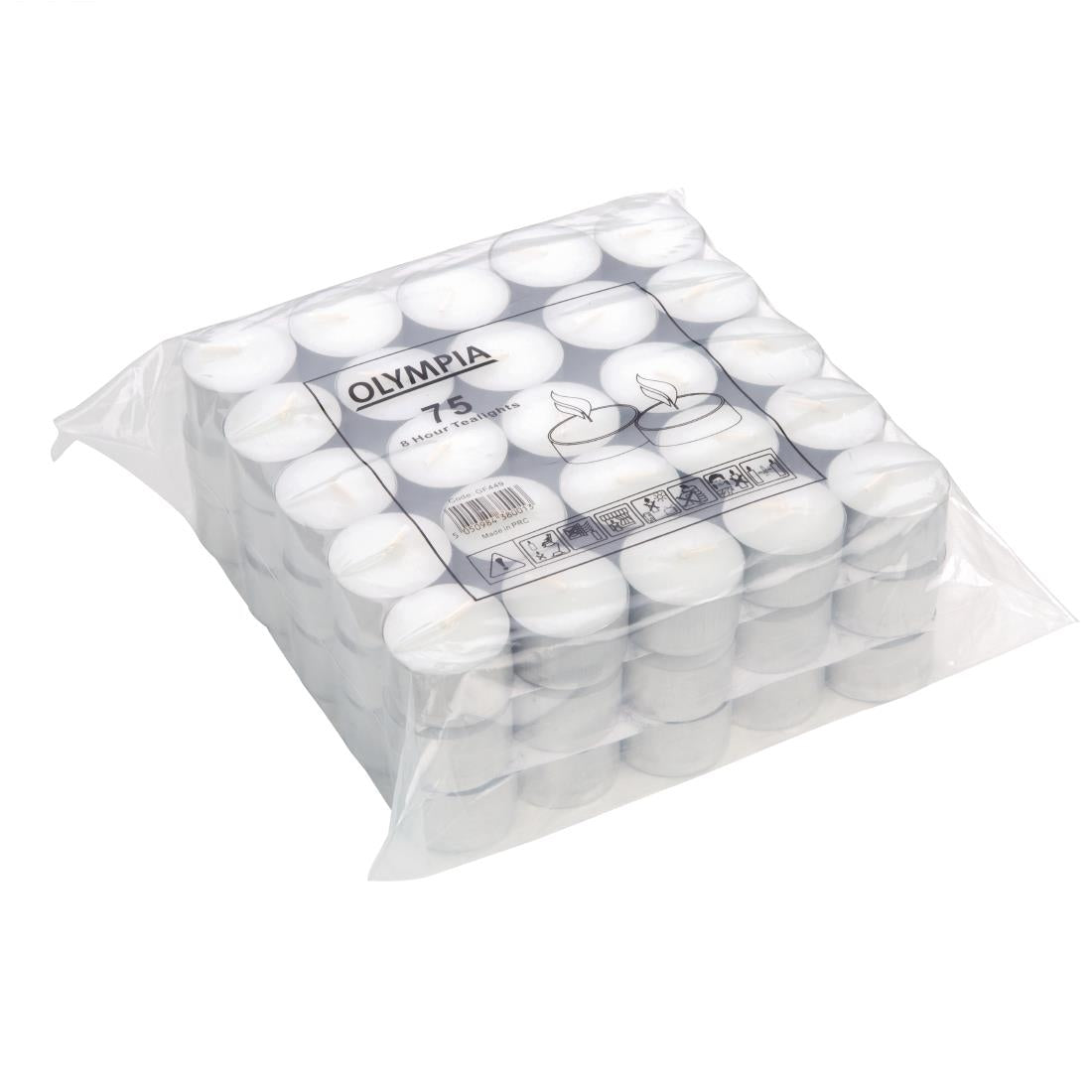 GF449 Olympia 8 Hour Tealights (Pack of 75) JD Catering Equipment Solutions Ltd
