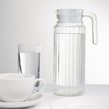 GF922 Olympia Ribbed Glass Jugs 1Ltr (Pack of 6) JD Catering Equipment Solutions Ltd