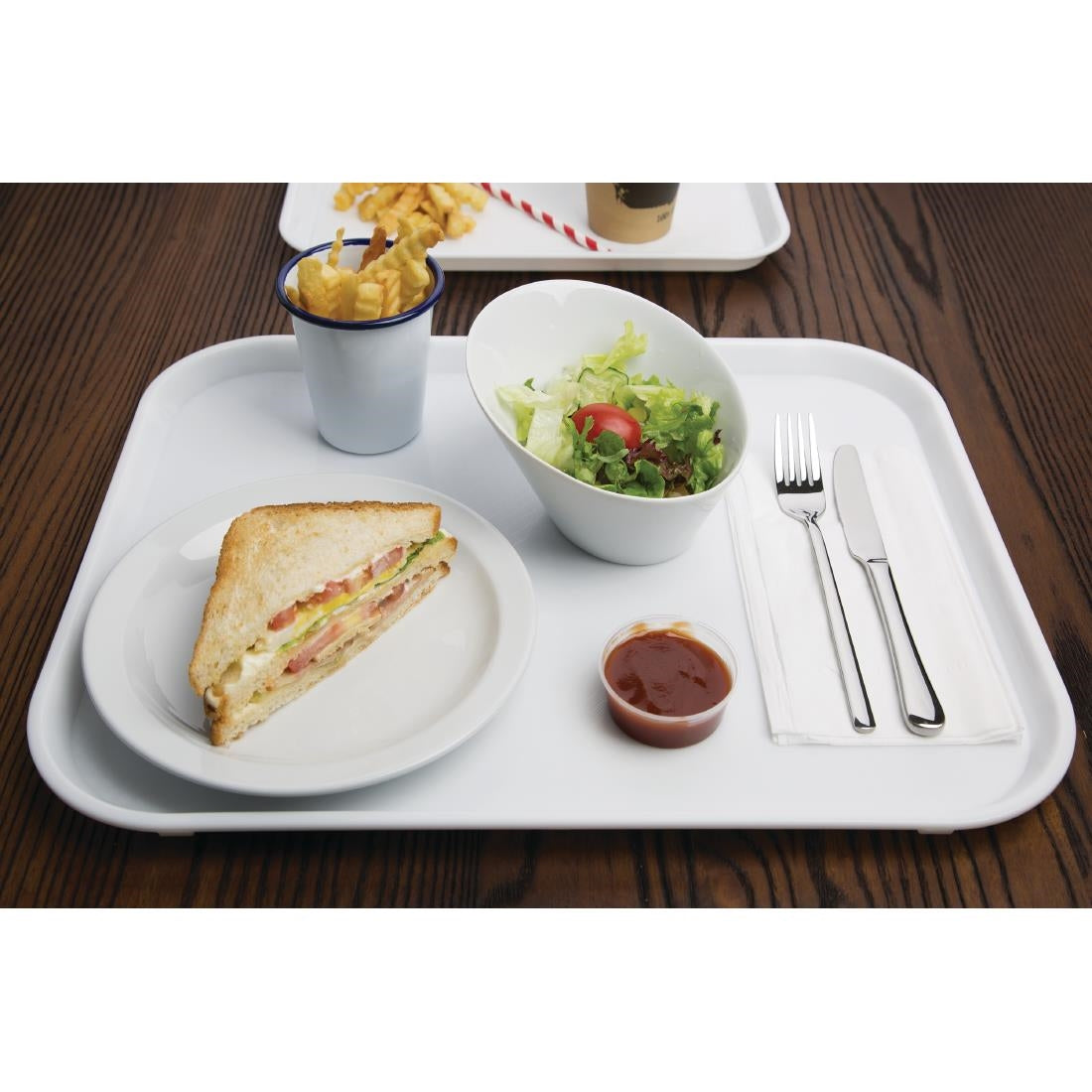GF997 Kristallon Polypropylene Fast Food Tray White Large 450mm JD Catering Equipment Solutions Ltd