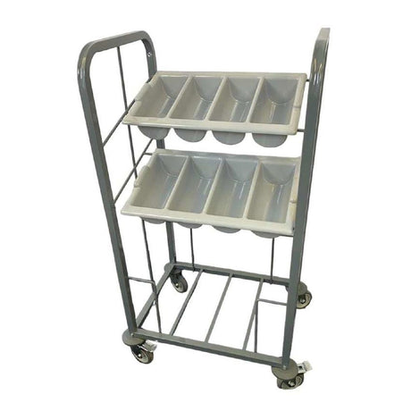 GG139 Craven Steel Two Tier Cutlery and Tray Dispense Trolley JD Catering Equipment Solutions Ltd
