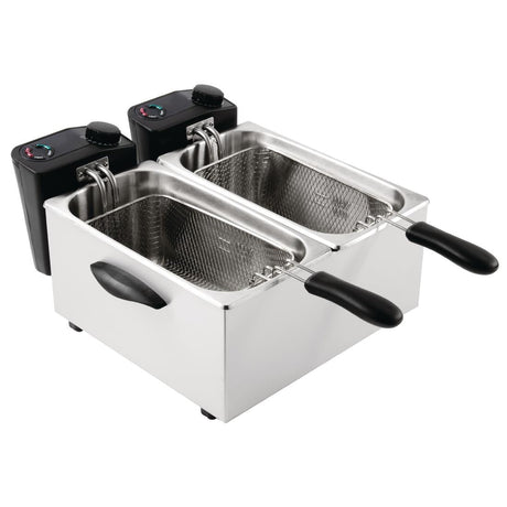 GG199 Caterlite Light Duty Twin Tank Twin Basket Electric Fryer 2x2kW JD Catering Equipment Solutions Ltd