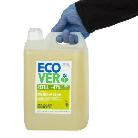 GG203 Ecover Lemon and Aloe Vera Washing Up Liquid Concentrate 5Ltr - JD Catering Equipment Solutions Ltd