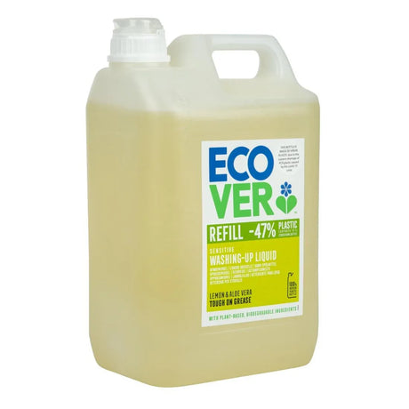 GG203 Ecover Lemon and Aloe Vera Washing Up Liquid Concentrate 5Ltr - JD Catering Equipment Solutions Ltd