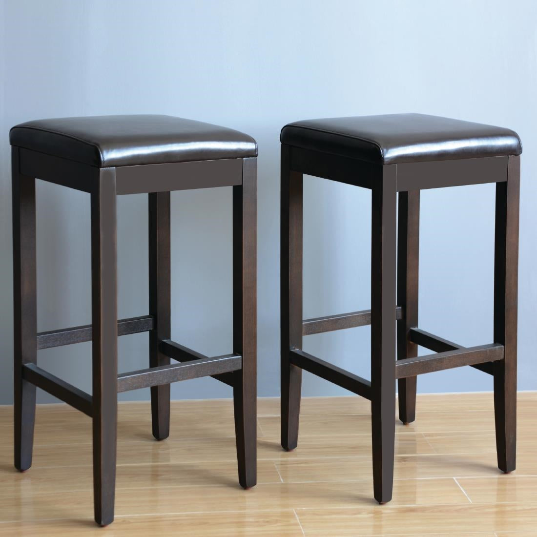 GG649 Bolero Faux Leather High Bar Stools Dark Brown (Pack of 2) JD Catering Equipment Solutions Ltd