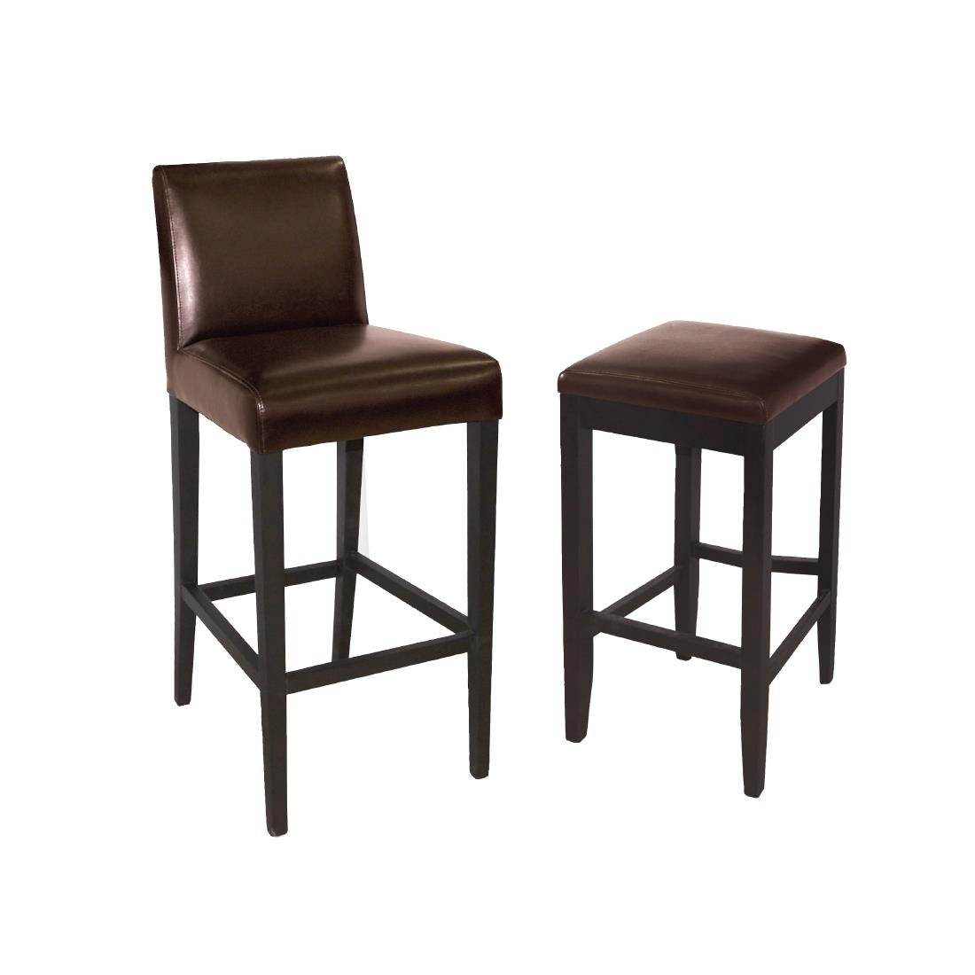 GG652 Bolero Faux Leather High Bar Stool Brown (Single) JD Catering Equipment Solutions Ltd