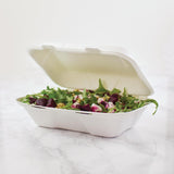 GH026 Vegware Compostable Bagasse Clamshell Hinged Meal Boxes 228mm JD Catering Equipment Solutions Ltd