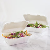 GH026 Vegware Compostable Bagasse Clamshell Hinged Meal Boxes 228mm JD Catering Equipment Solutions Ltd