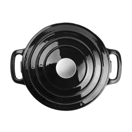 GH300 Vogue Black Round Casserole Dish 3.2Ltr JD Catering Equipment Solutions Ltd