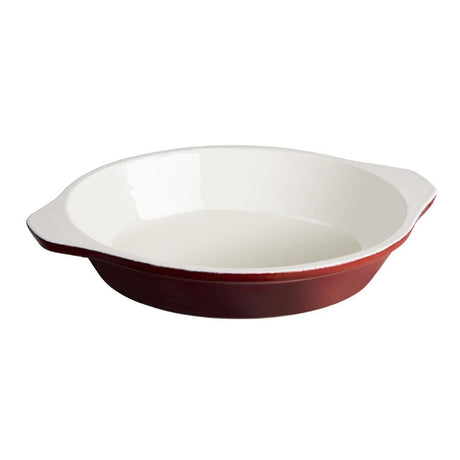 GH315 Vogue Red Round Cast Iron Gratin Dish 400ml JD Catering Equipment Solutions Ltd