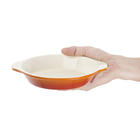 GH316 Vogue Orange Round Cast Iron Gratin Dish 400ml JD Catering Equipment Solutions Ltd