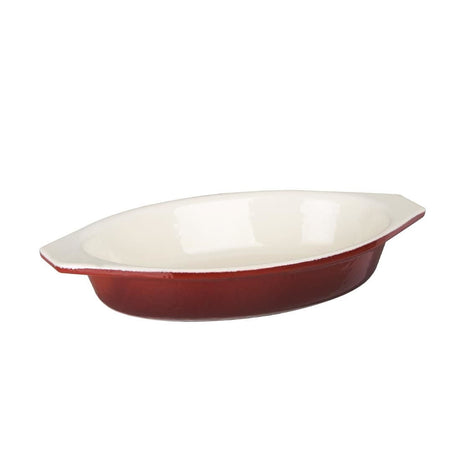 GH317 Vogue Red Oval Cast Iron Gratin Dish 650ml JD Catering Equipment Solutions Ltd