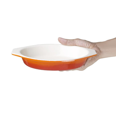 GH318 Vogue Orange Oval Cast Iron Gratin 650ml JD Catering Equipment Solutions Ltd