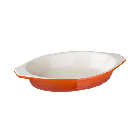 GH318 Vogue Orange Oval Cast Iron Gratin 650ml JD Catering Equipment Solutions Ltd