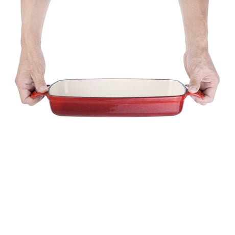 GH319 Vogue Red Rectangular Cast Iron Dish 1.8Ltr JD Catering Equipment Solutions Ltd