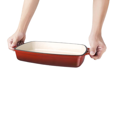 GH320 Vogue Red Rectangular Cast Iron Dish 2.8Ltr JD Catering Equipment Solutions Ltd