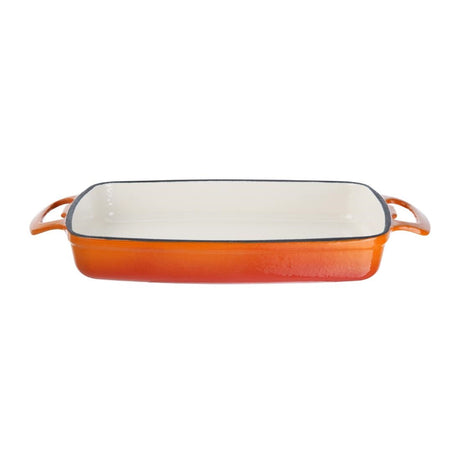 GH321 Vogue Orange Rectangular Cast Iron Dish 1.8Ltr JD Catering Equipment Solutions Ltd