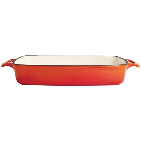 GH322 Vogue Orange Rectangular Cast Iron Dish 2.8Ltr JD Catering Equipment Solutions Ltd