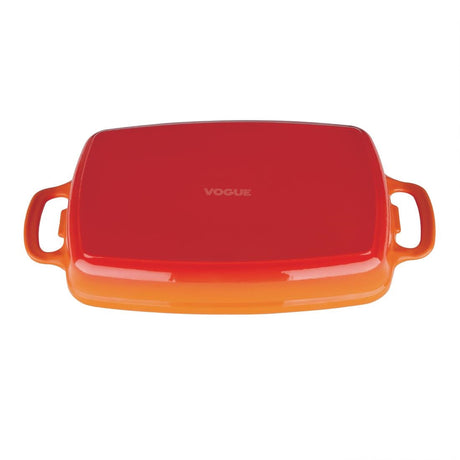 GH322 Vogue Orange Rectangular Cast Iron Dish 2.8Ltr JD Catering Equipment Solutions Ltd