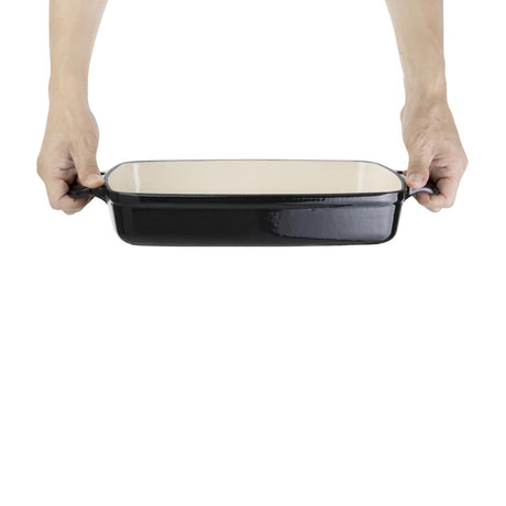 GH324 Vogue Black Rectangular Cast Iron Dish 2.8Ltr JD Catering Equipment Solutions Ltd