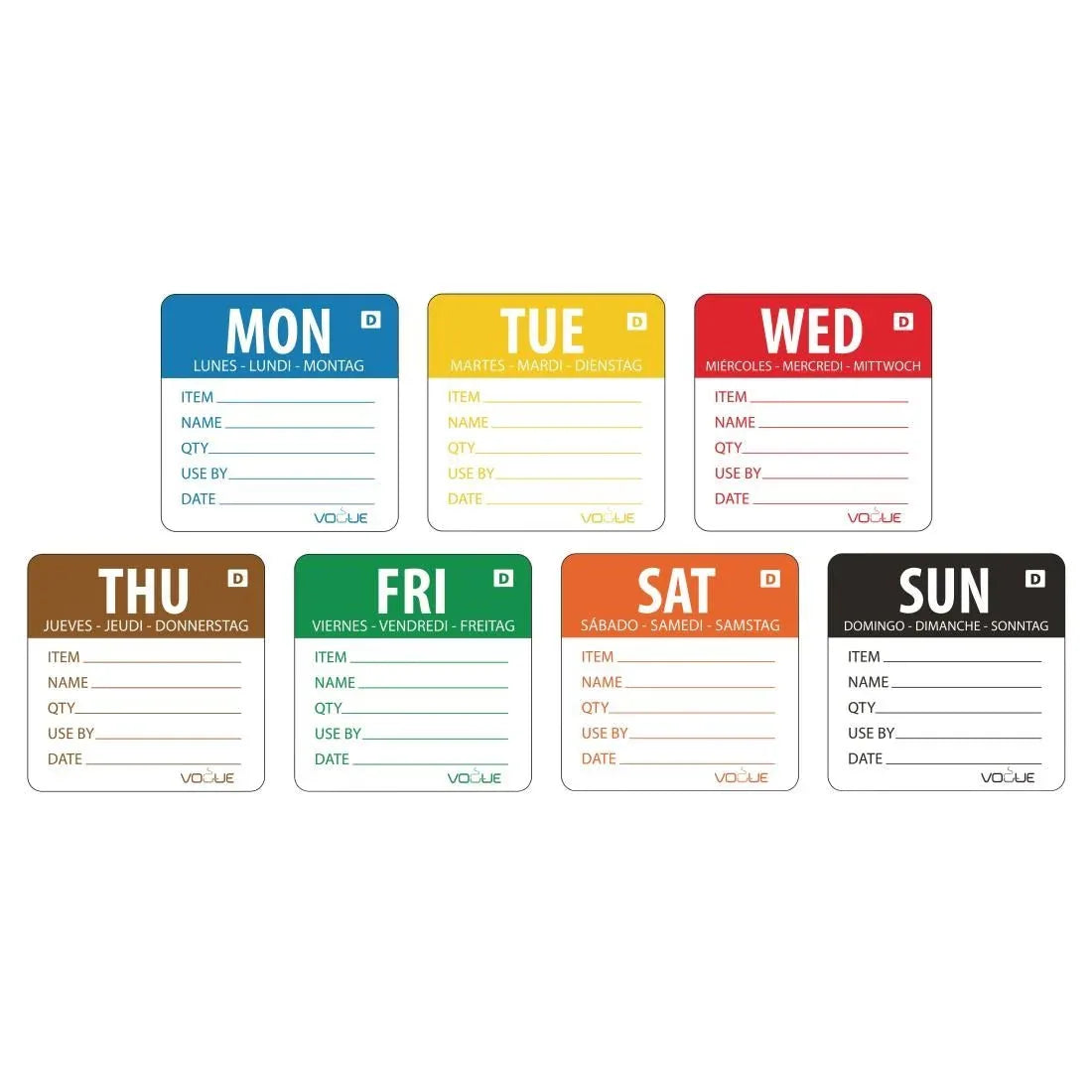 GH326 Vogue Dissolvable Labels Week Set (Pack of 1750) - JD Catering Equipment Solutions Ltd