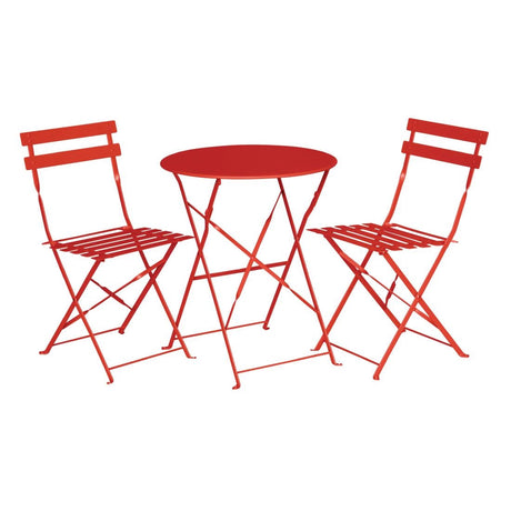 GH560 Bolero Pavement Style Round Steel Table Red 595mm JD Catering Equipment Solutions Ltd