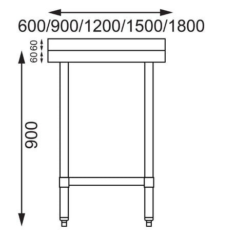 GJ505 Vogue Stainless Steel Table with Upstand 600mm JD Catering Equipment Solutions Ltd