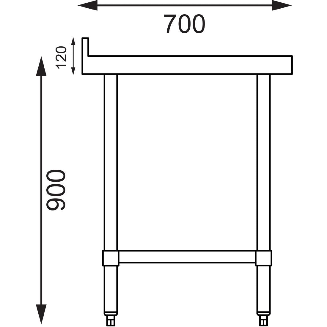 GJ505 Vogue Stainless Steel Table with Upstand 600mm JD Catering Equipment Solutions Ltd