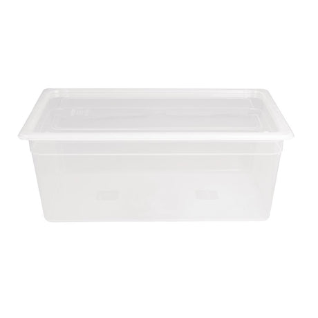 GJ513 Vogue Polypropylene 1/1 Gastronorm Container with Lid 200mm (Pack of 2) JD Catering Equipment Solutions Ltd