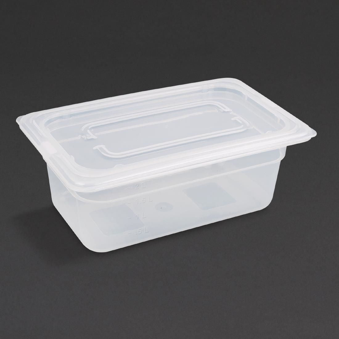 GJ523 Vogue Polypropylene 1/4 Gastronorm Container with Lid 100mm (Pack of 4) JD Catering Equipment Solutions Ltd