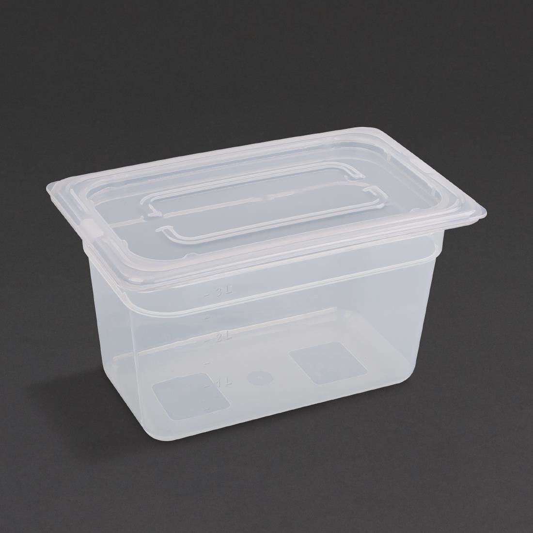 GJ524 Vogue Polypropylene 1/4 Gastronorm Container with Lid 150mm (Pack of 4) JD Catering Equipment Solutions Ltd
