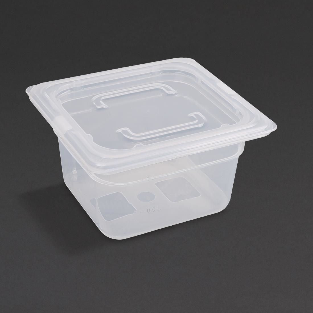 GJ526 Vogue Polypropylene 1/6 Gastronorm Container with Lid 100mm (Pack of 4) JD Catering Equipment Solutions Ltd
