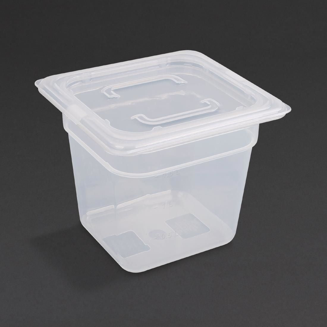 GJ527 Vogue Polypropylene 1/6 Gastronorm Container with Lid 150mm (Pack of 4) JD Catering Equipment Solutions Ltd