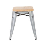 GM634 Bolero Bistro Low Stools with Wooden Seat Pad Galvanised Steel (Pack of 4) JD Catering Equipment Solutions Ltd