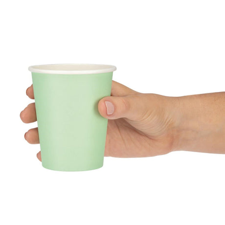 GP403 Fiesta Disposable Coffee Cups Single Wall Turquoise 225ml / 8oz (Pack of 1000) JD Catering Equipment Solutions Ltd