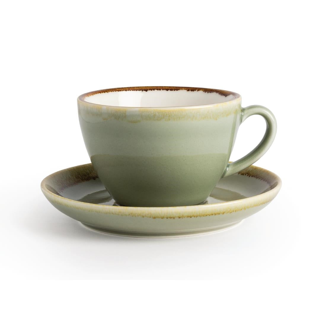 GP480 Olympia Kiln Cappuccino Cup Moss 340ml (Pack of 6) JD Catering Equipment Solutions Ltd