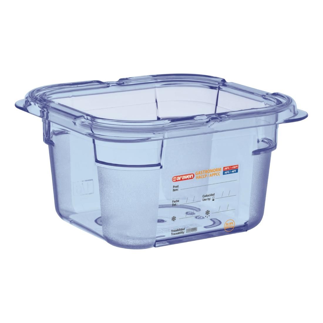 GP571 Araven ABS Food Storage Container Blue GN 1/6 100mm JD Catering Equipment Solutions Ltd