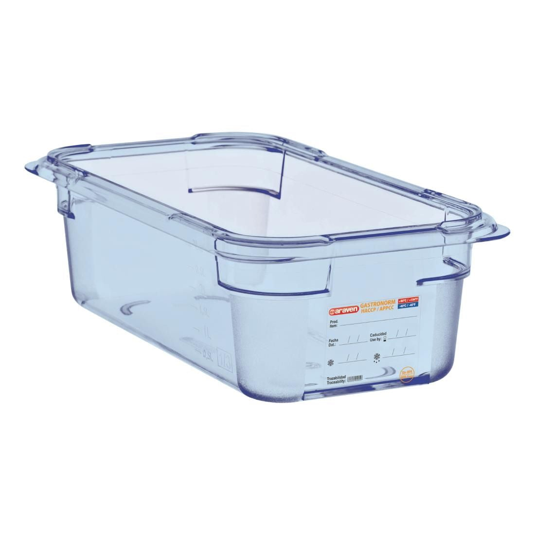 GP575 Araven ABS Food Storage Container Blue GN 1/4 100mm JD Catering Equipment Solutions Ltd