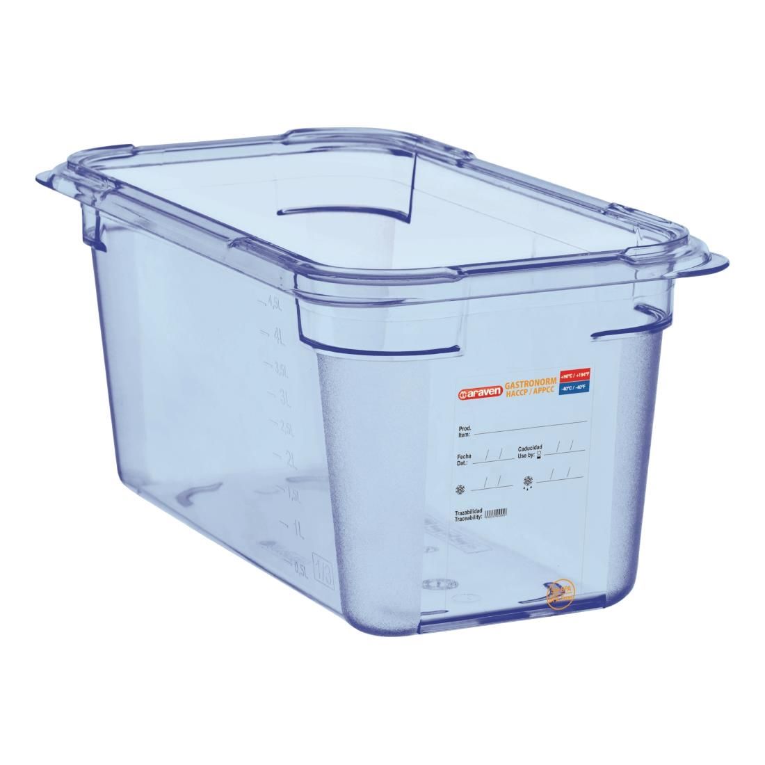 GP576 Araven ABS Food Storage Container Blue GN 1/4 150mm JD Catering Equipment Solutions Ltd