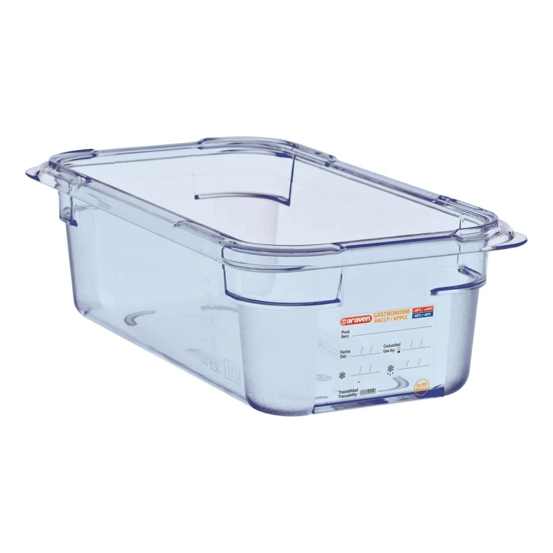 GP579 Araven ABS Food Storage Container Blue GN 1/3 100mm JD Catering Equipment Solutions Ltd