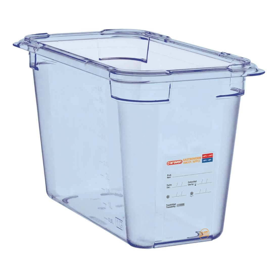 GP581 Araven ABS Food Storage Container Blue GN 1/3 200mm JD Catering Equipment Solutions Ltd