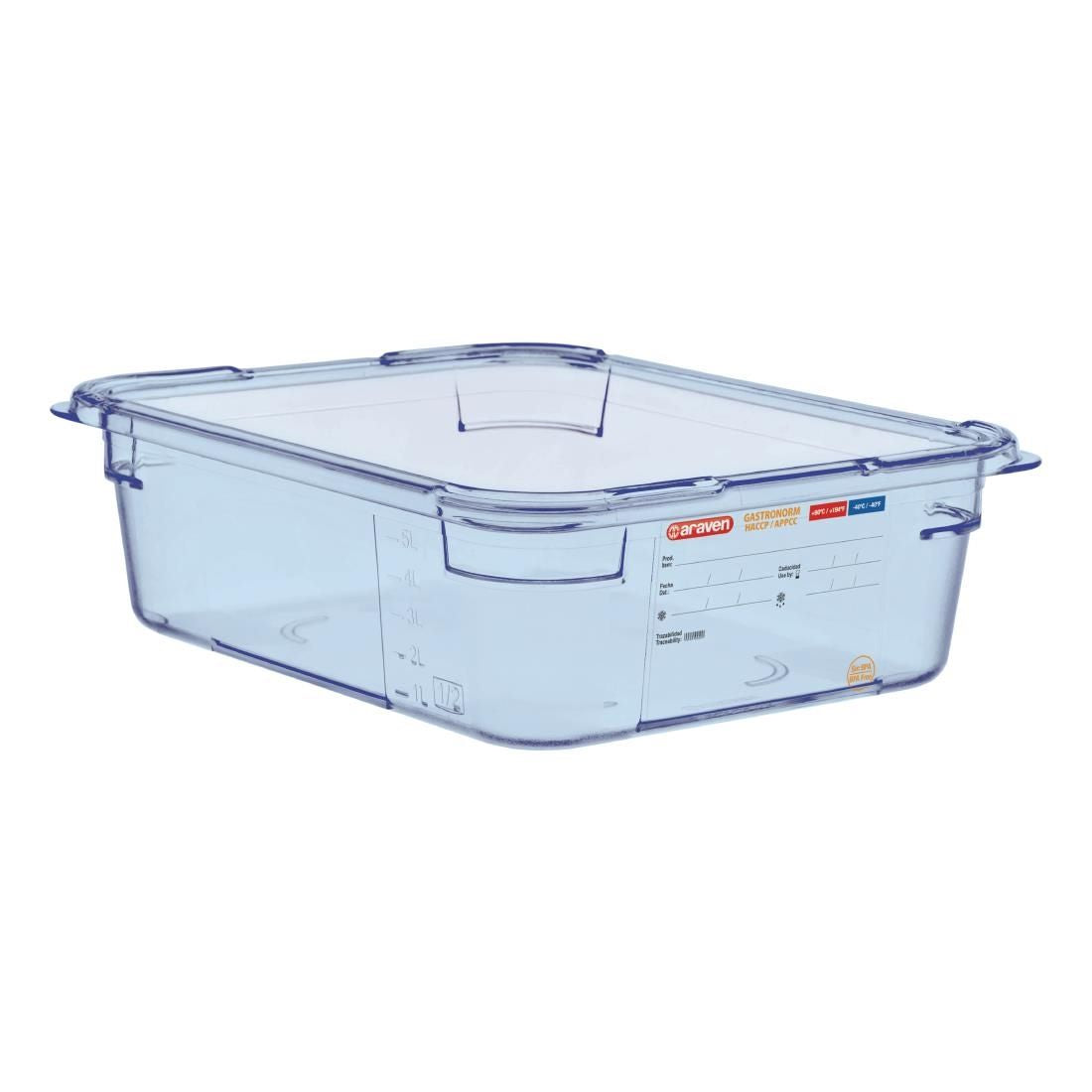 GP584 Araven ABS Food Storage Container Blue GN 1/2 100mm JD Catering Equipment Solutions Ltd