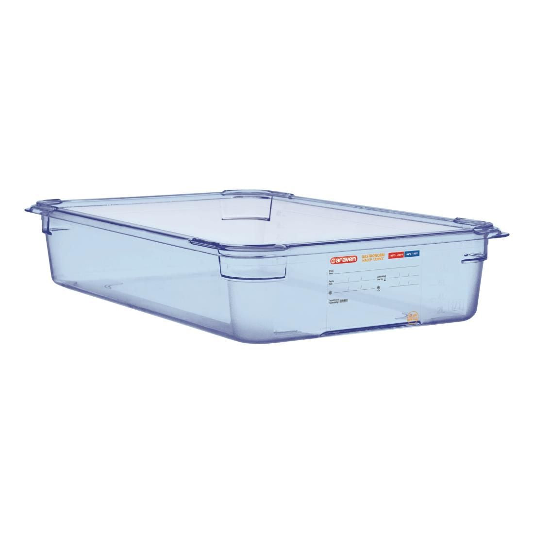 GP589 Araven ABS Food Storage Container Blue GN 1/1 100mm JD Catering Equipment Solutions Ltd