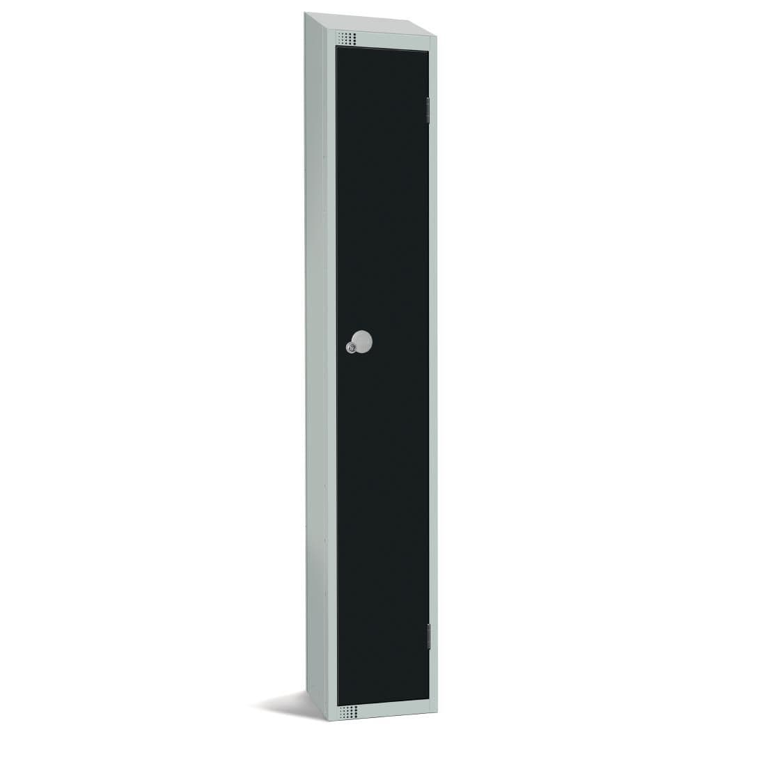 GR670-CS Elite Single Door Camlock Locker with Sloping Top Black JD Catering Equipment Solutions Ltd
