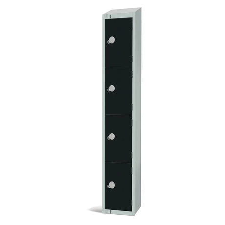 GR673-CNS Elite Four Door Coin Return Locker with Sloping Top Black - JD Catering Equipment Solutions Ltd