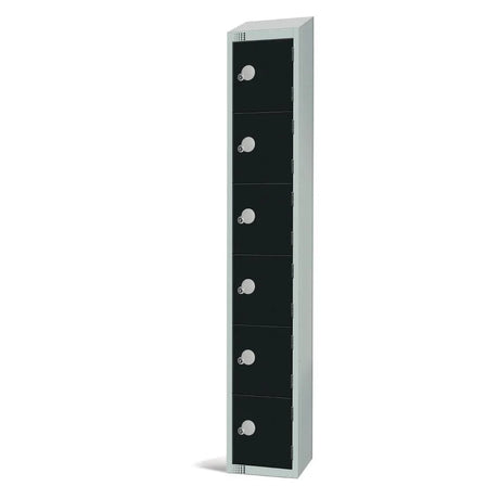 GR675-CNS Elite Six Door Coin Return Locker with Sloping Top Black - JD Catering Equipment Solutions Ltd