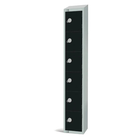 GR675-CS Elite Six Door Camlock Locker with Sloping Top Black - JD Catering Equipment Solutions Ltd